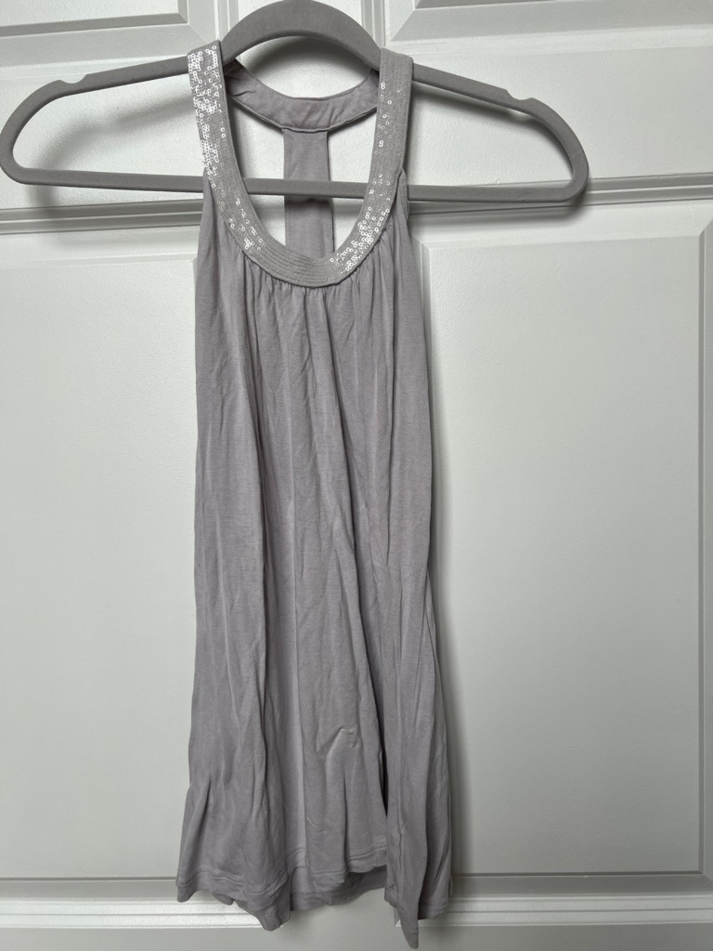 Mossimo Supply Co. Light Gray Sequin-Trim Racerback Tank